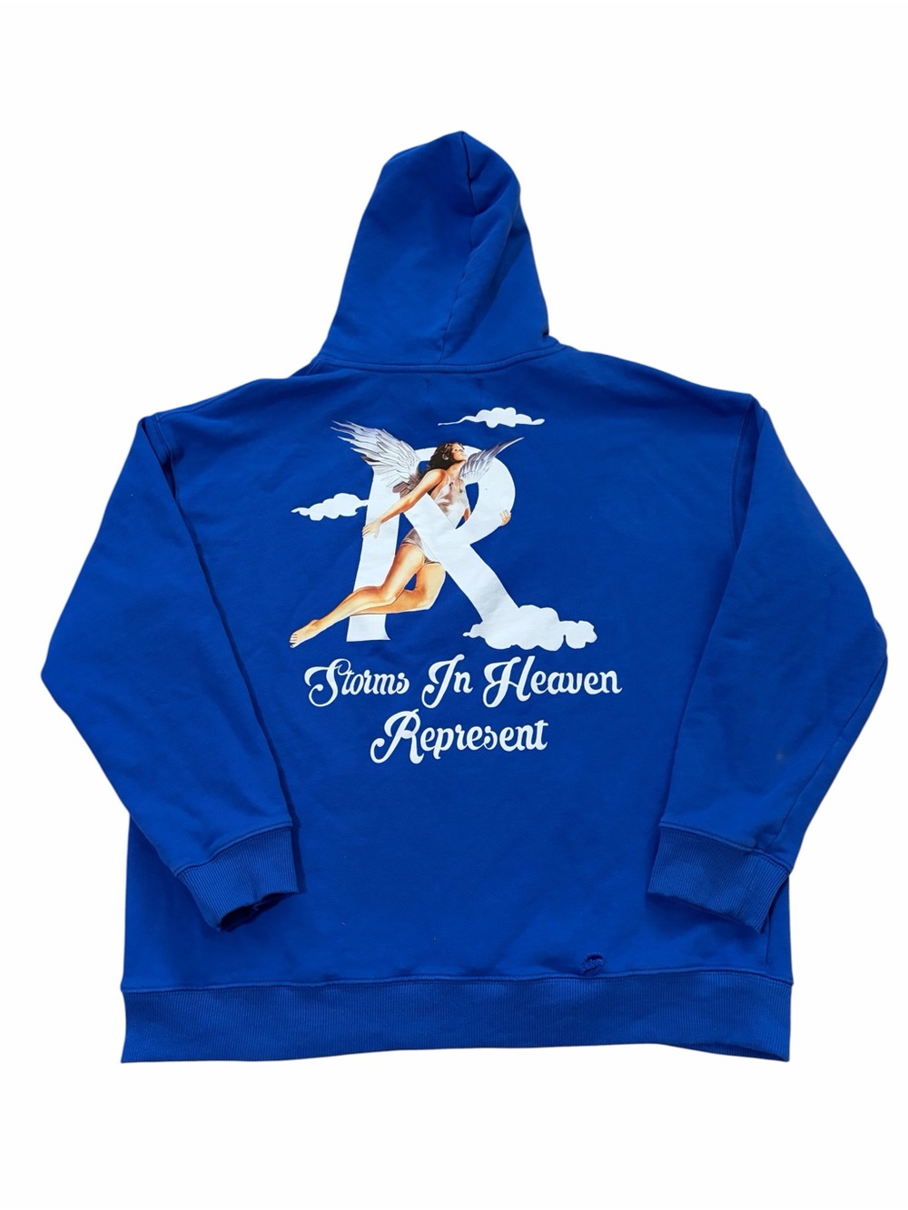 Represent Storms In Heaven Hoodie Cobalt Blue Mens Large Graphic Double Sided